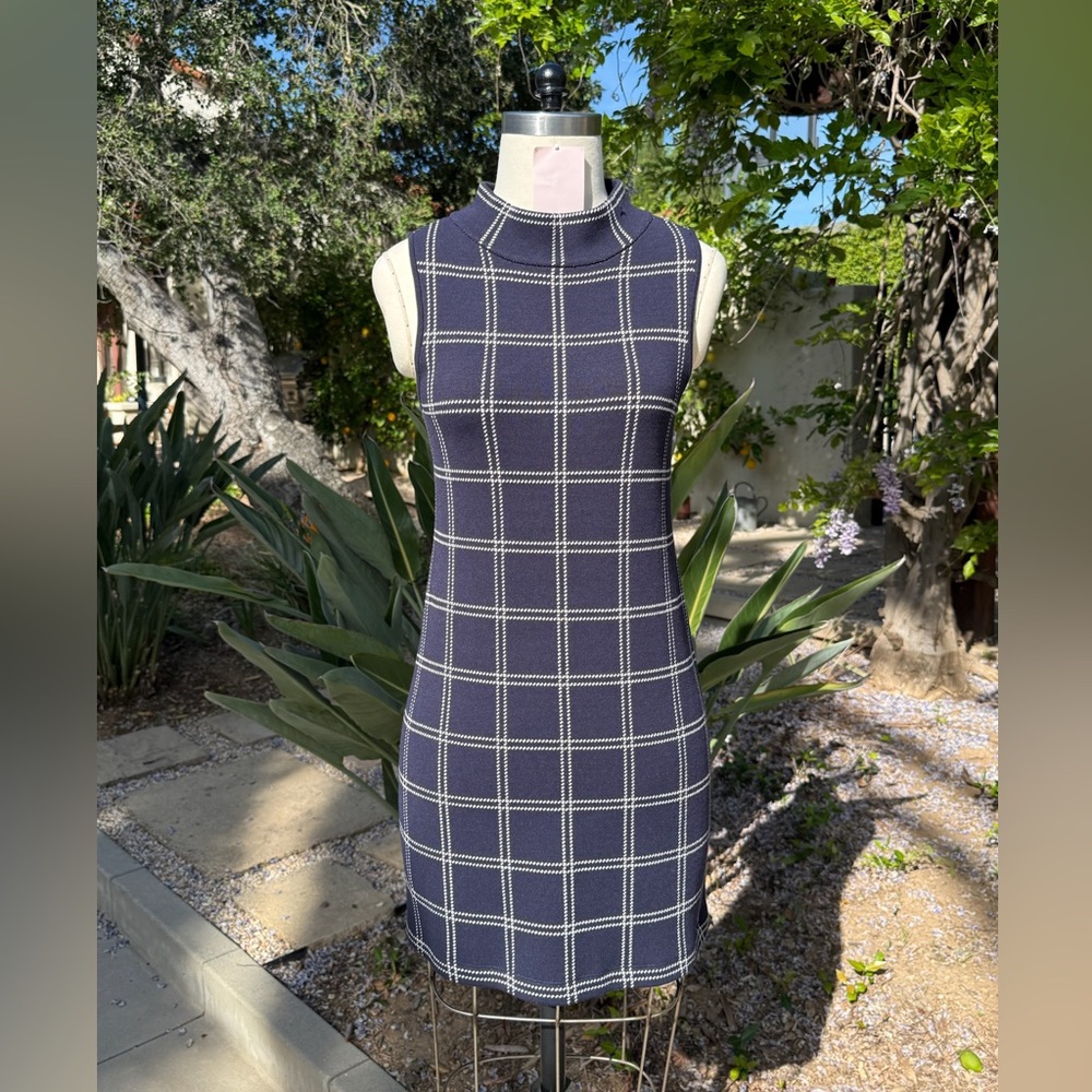 Ann Taylor sleeveless knit mini dress in windowpane plaid - size SP